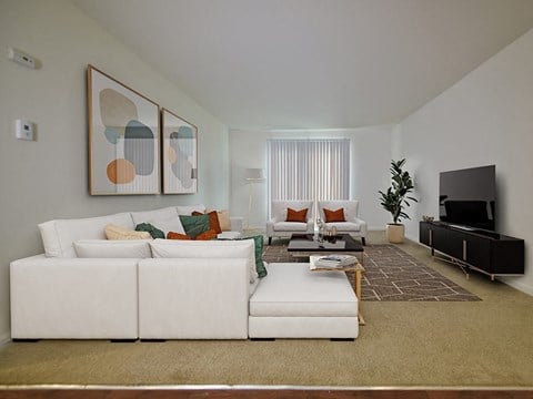 Living Room With Television at Grand Bend Club Apartments, Michigan, 48439