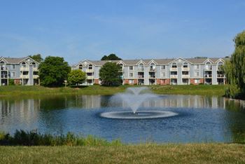 Beautiful Ponds with Fountains at Byron Lakes Apartments in Byron Center, MI
