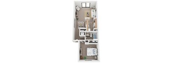 One Bedroom Floor Plan at Hampton Lakes Apartments, Michigan, 49534