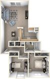 Two Bedroom One Bath Floorplan Two Bedroom One Bath Floorplan at Hampton Lakes Apartments, Walker