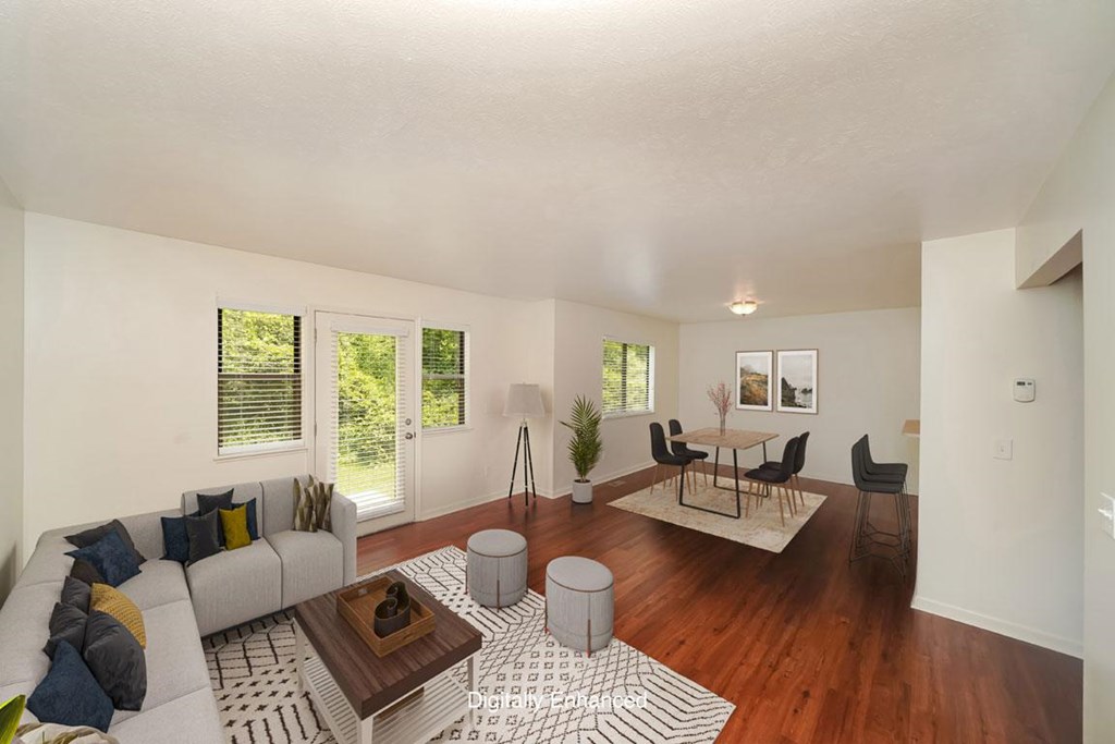 Wooden Flooring In Living Room at Foxwood and The Hermitage, Portage, Michigan
