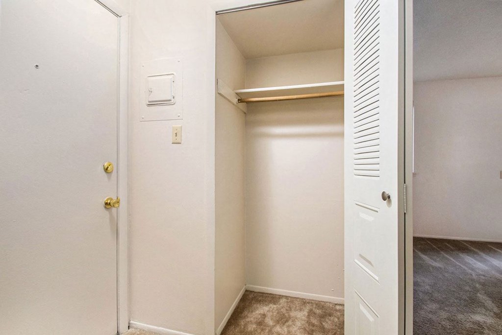 a walk in closet in a 555 waverly unit at Hickory Village Apartments, Mishawaka, IN