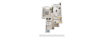 One Bedroom - Melrose Floor Plan at Heatherwood Apartments, Grand Blanc, Michigan