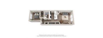 1-Bed/1-Bath, Peony Floor Plan at Hillside Apartments, Wixom, MI, 48393