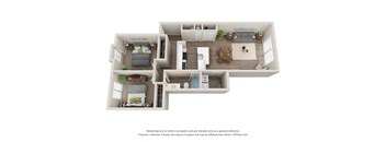 2-Bed/1-Bath, Lily Floor Plan at Hillside Apartments, Wixom, MI