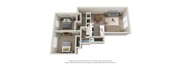 2-Bed/1-Bath, Moonflower Floor Plan at Hillside Apartments, Michigan, 48393
