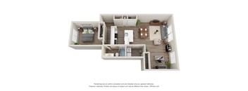 1-Bed/1-Bath, Peony Deluxe Floor Plan at Hillside Apartments, Wixom, 48393
