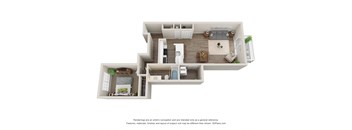 1-Bed/1-Bath, Muscari Floor Plan at Hillside Apartments, Wixom, 48393