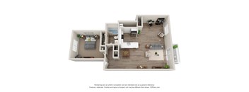 1-Bed/1-Bath, Wandflower Deluxe Floor Plan at Hillside Apartments, Wixom, Michigan