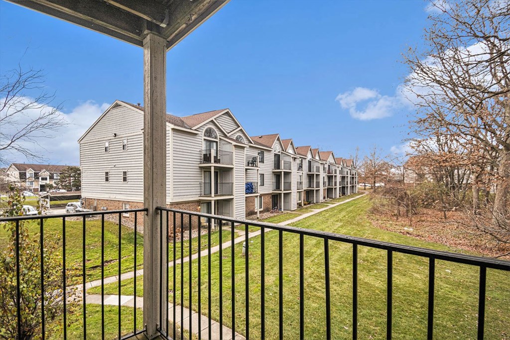 Private balcony view at Indian Lakes Apartments, Indiana