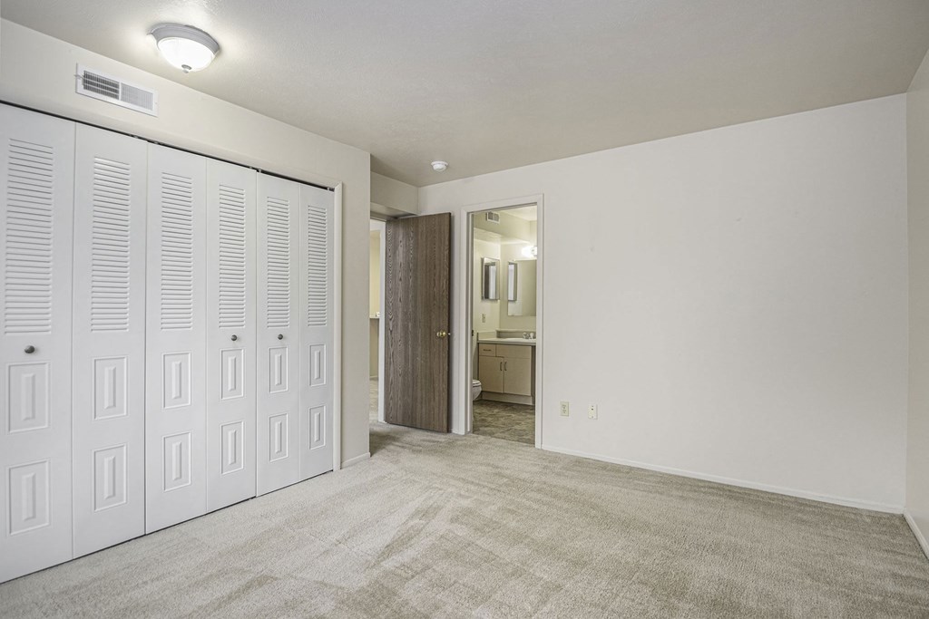 Second bedroom with ensuite and large closet at Indian Lakes Apartments, Mishawaka, IN