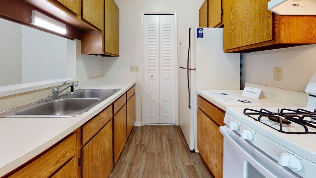 Two bedroom kitchen with a breakfast bar at Irish Hills Apartments, South Bend, Indiana