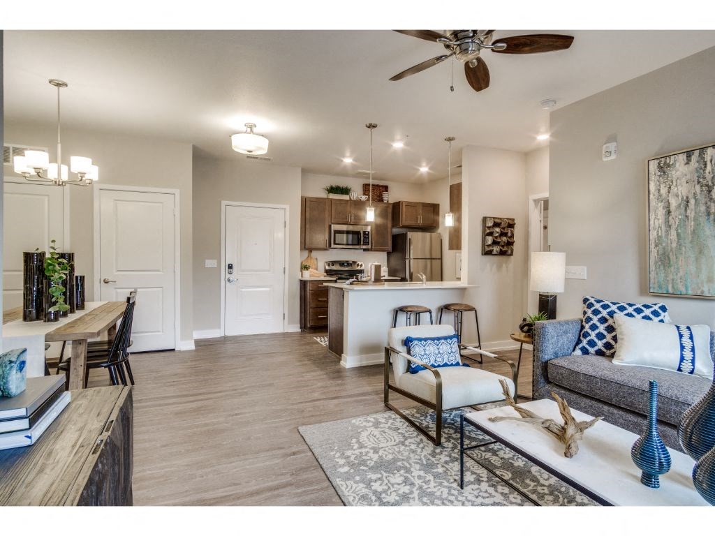 Cedar Living Room at Montgomery Place Apartments, Montgomery, IL