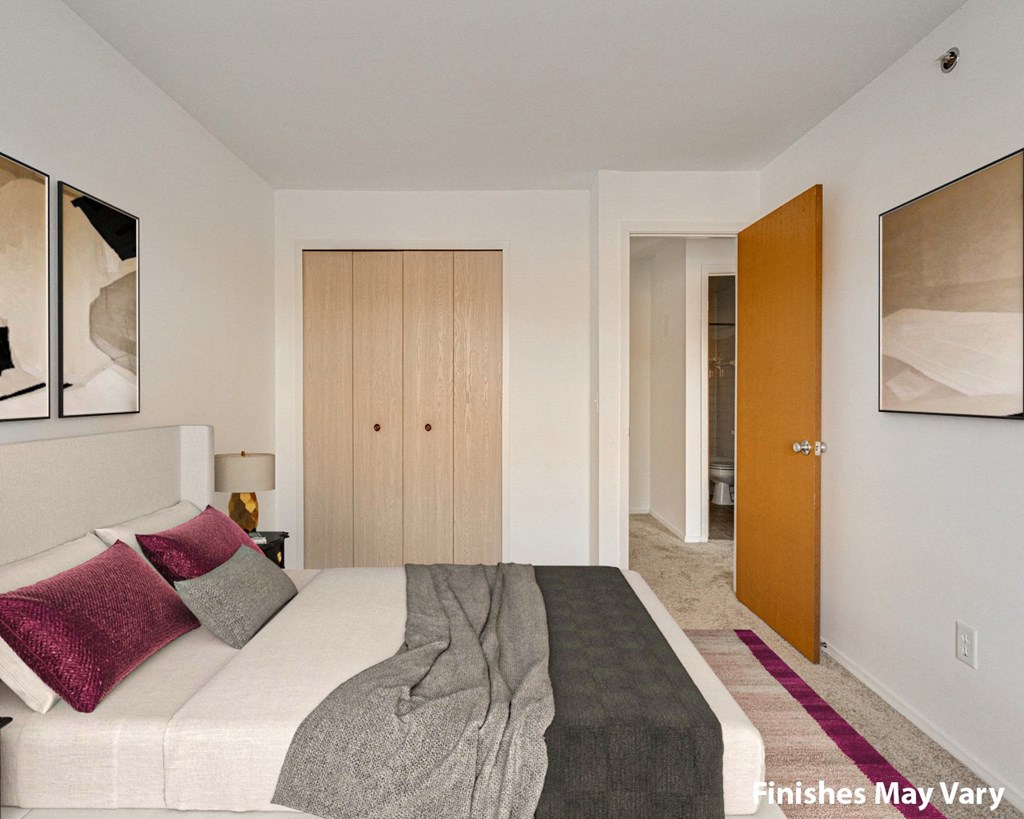 Lily Layout Bedroom with Closet at The Harbours Apartments, MI