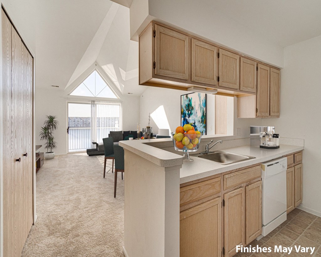 Lily Layout Kitchen Breakfast Bar at The Harbours Apartments, Clinton Township, MI