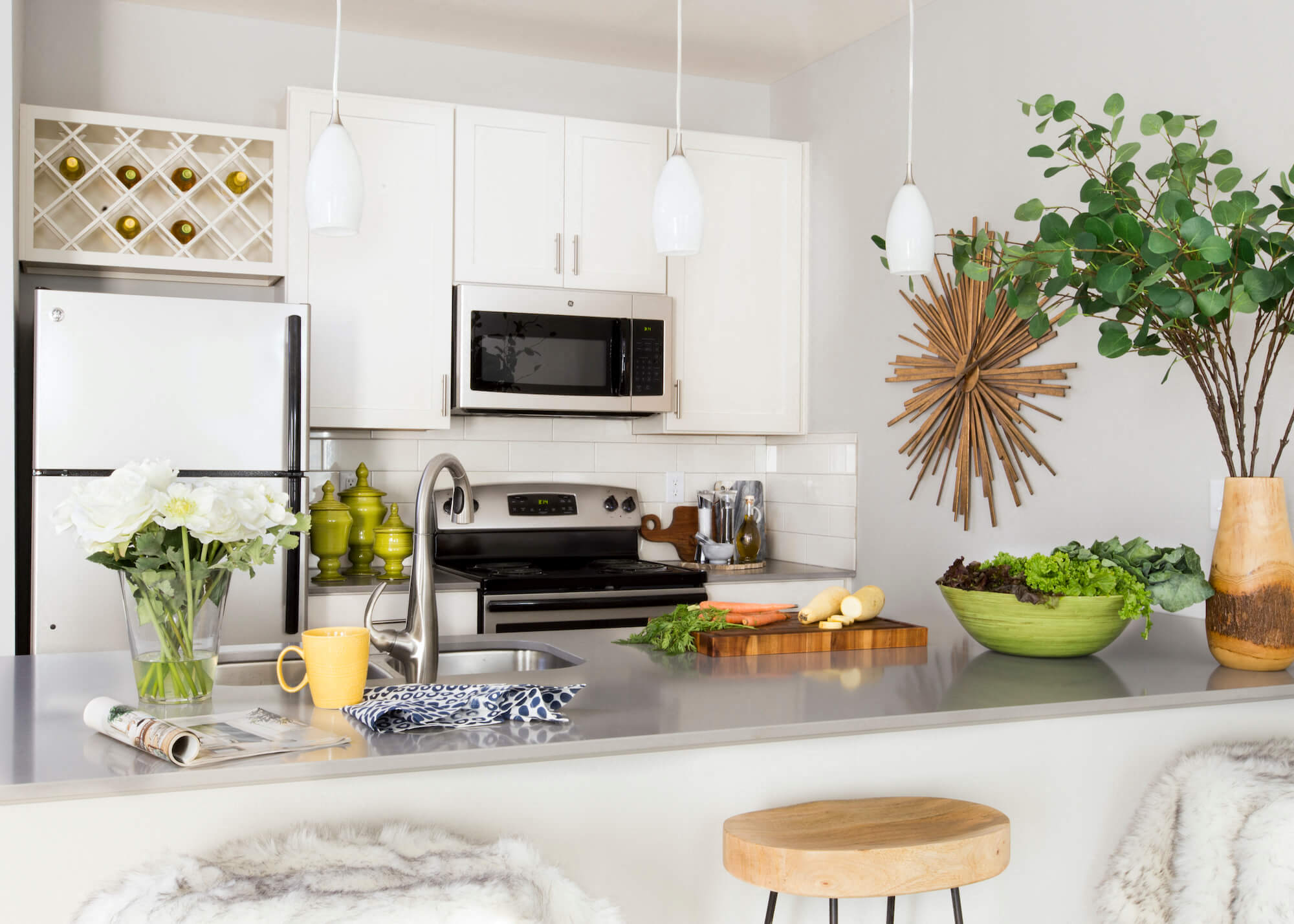 White Kitchen Cabinets, At Bella Vista Apartments, Fishers IN