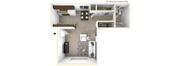 Studio, Lunaria Floor Plan at Fox Pointe Apartments, Illinois