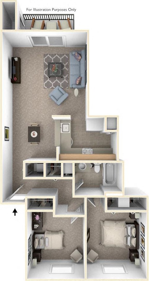 2 Bed 1 Bath Two Bedroom Luxury Floor Plan at Swiss Valley Apartments, Michigan, 49509
