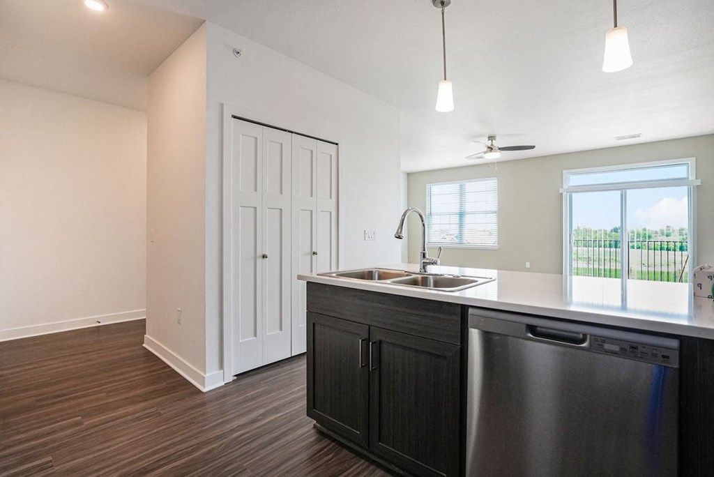a kitchen with a sink and a dishwasher at Meadowbrooke Apartment Homes, Grand Rapids, MI