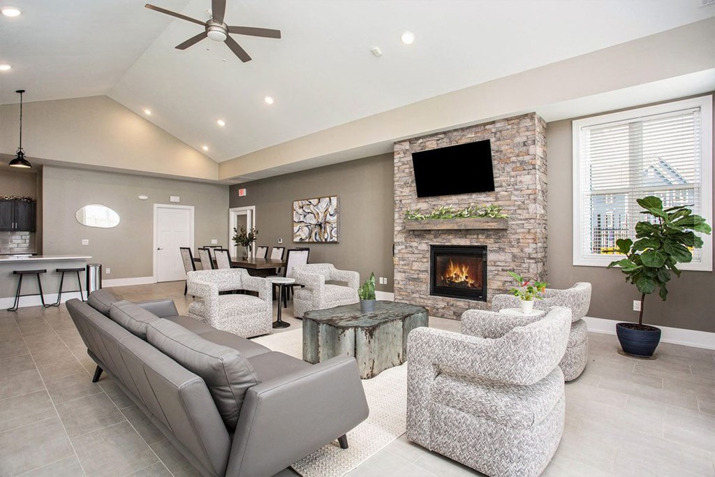 Clubhouse with Fireplace at Meadowbrooke Apartment Homes in Grand Rapids, MI 49512