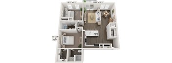 Two Bedroom Beech floor plan at Meadowbrooke Apartment Homes in Grand Rapids, MI 49512