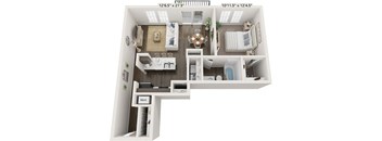 One Bedroom Bellflower floor plan at Meadowbrooke Apartment Homes in Grand Rapids, MI 49512