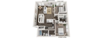 Two Bedroom Grand floor plan at Meadowbrooke Apartment Homes in Grand Rapids, MI 49512