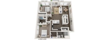 Two Bedroom Maple floor plan at Meadowbrooke Apartment Homes in Grand Rapids, MI 49512