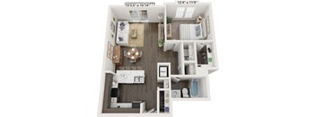One Bedroom Reed floor plan at Meadowbrooke Apartment Homes in Grand Rapids, MI 49512