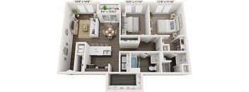 Two Bedroom Sycamore floor plan at Meadowbrooke Apartment Homes in Grand Rapids, MI 49512