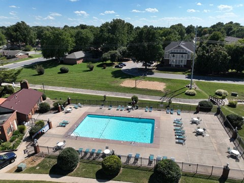 Aerial View of Pool at Old Monterey Apartments, Springfield, MO
