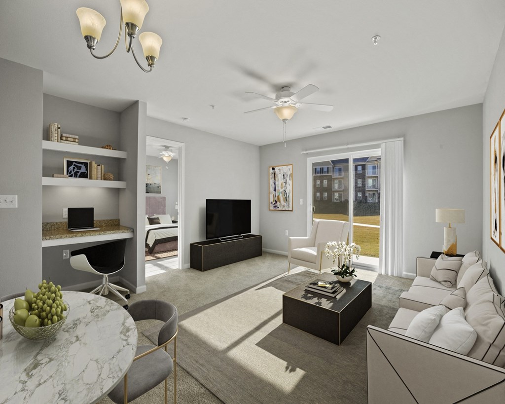 Michigan Living Room at River Hills Apartments, Fond du Lac