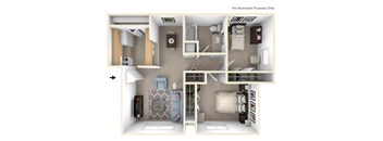 Modified Two Bedroom Floor Plan at West Wind Apartments, Indiana