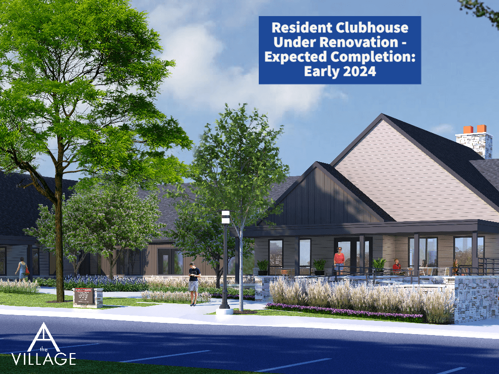 a rendering of the resident clubhouse under renovation expected completion in early 2024 at the residences at the