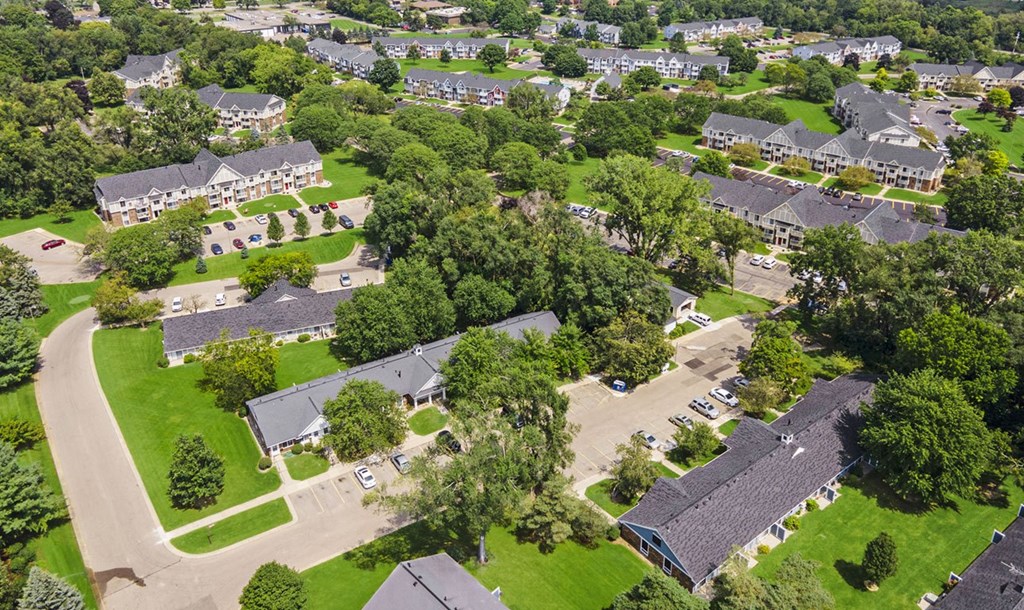 an aerial view of Newport Village Apartments, Portage, MI