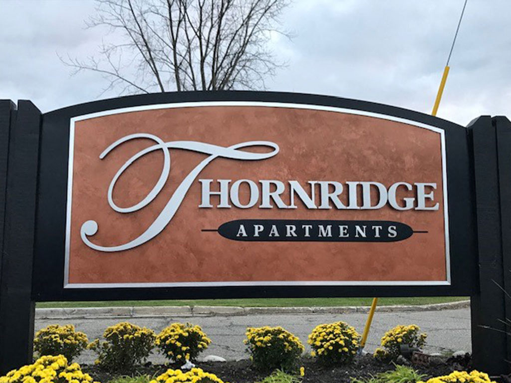 Entrance Sign at Thornridge Apartments, Michigan