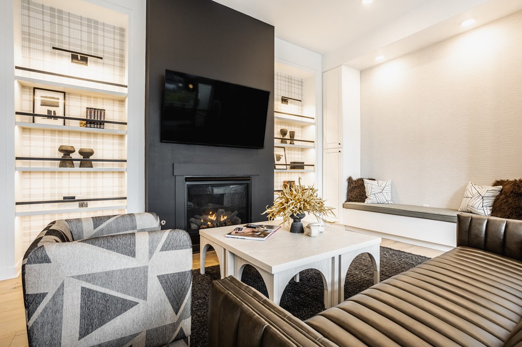 Clubhouse With Fireplace and Tv at Nuvo Flats, Merrillville, 46410