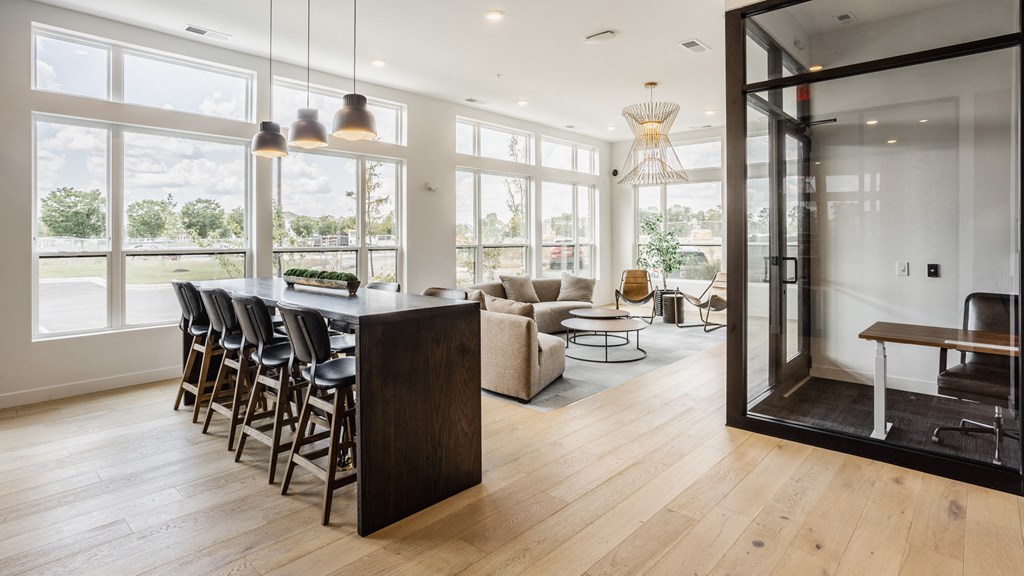 Posh Lounge Area In Clubhouse Is Perfect For Meeting Up With Friends at Nuvo Flats, Merrillville, IN