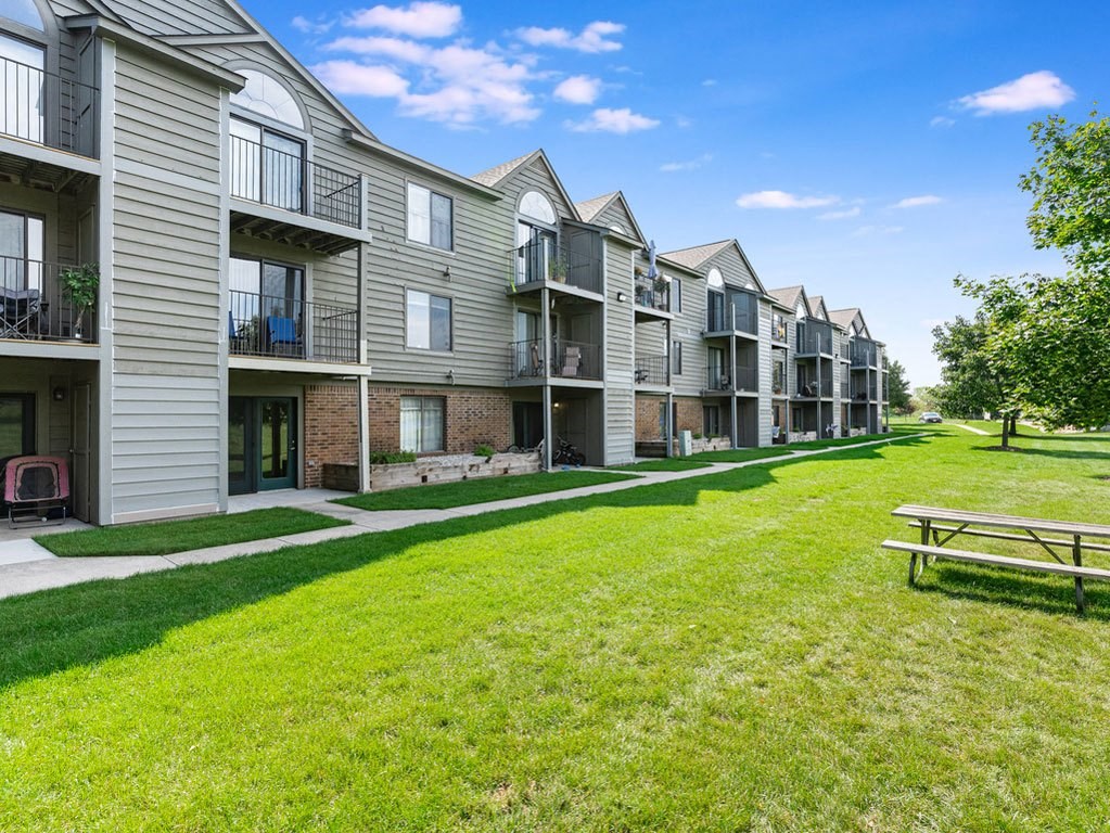 Balcony or Patio with Storage at Oak Shores Apartments in Oak Creek, WI