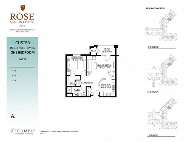 IL - Custer One Bedroom One Bath Floor Plan IL - Custer One Bedroom One Bath Floor Plan at Rose Senior Living – Avon, Avon, Ohio