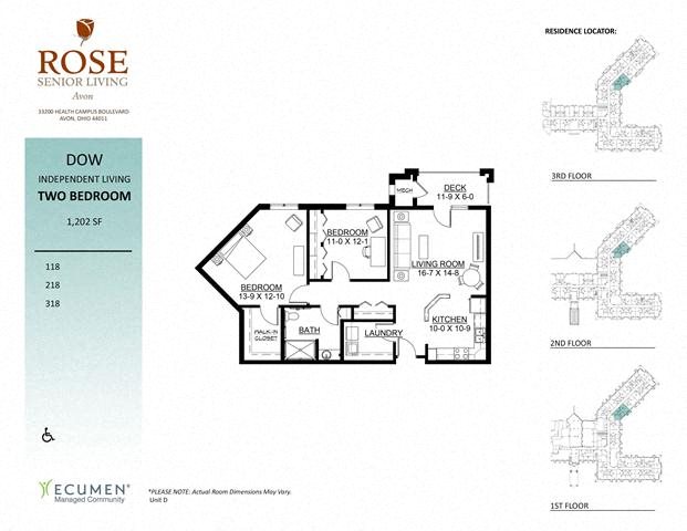 IL - Dow One Bedroom Two Bath Floor Plan IL - Dow One Bedroom Two Bath Floor Plan at Rose Senior Living – Avon, Avon