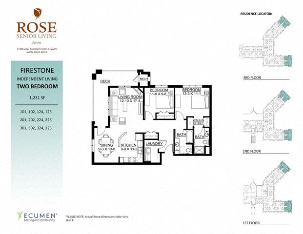 IL - Firestone Two Bed Two Bath Floor Plan IL - Firestone Two Bed Two Bath Floor Plan at Rose Senior Living – Avon, Ohio, 44011