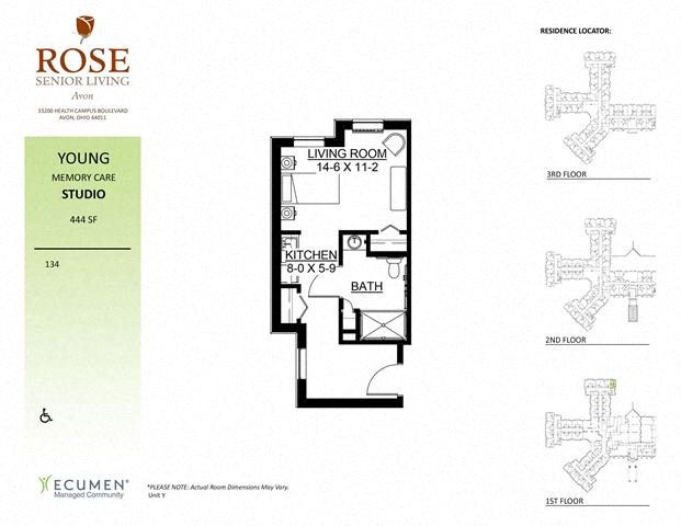 MC - Young Studio Floor Plan MC - Young Studio Floor Plan at Rose Senior Living – Avon, Ohio