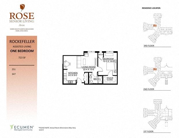 AL - Rockefeller One Bedroom One Bath Floor Plan AL - Rockefeller One Bedroom One Bath Floor Plan at Rose Senior Living – Avon, Avon