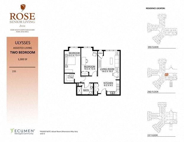 AL - Ulysses One Bedroom One Bath Floor Plan AL - Ulysses One Bedroom One Bath Floor Plan at Rose Senior Living – Avon, Ohio, 44011