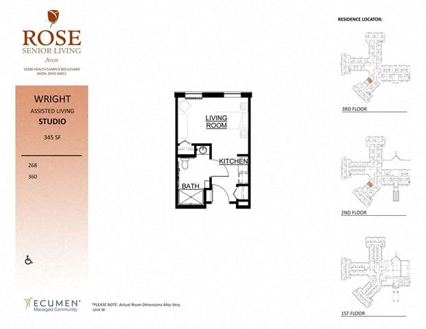AL - Wright Studio Floor Plan AL - Wright Studio Floor Plan at Rose Senior Living – Avon, Ohio, 44011