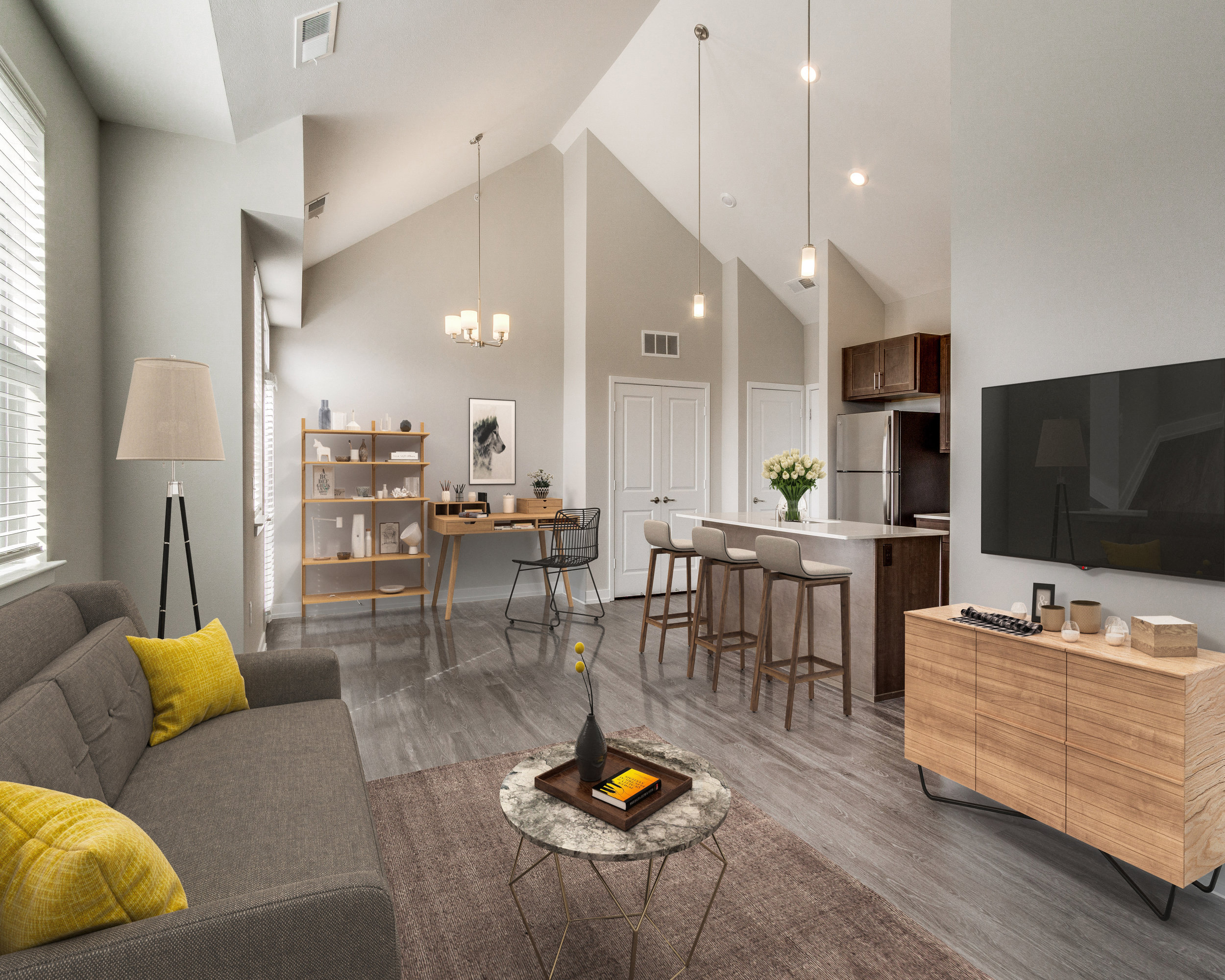 Living Room With Gourmet Kitchen View at 24 at Bloomfield, Michigan, 48302