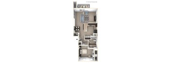a stylized drawing of a 3d floor plan of an apartment  at Andover Pointe Apartment Homes, La Vista, 68138