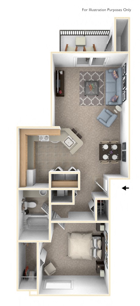 One Bedroom Floor Plan at Limestone Creek Apartment Homes, Alabama