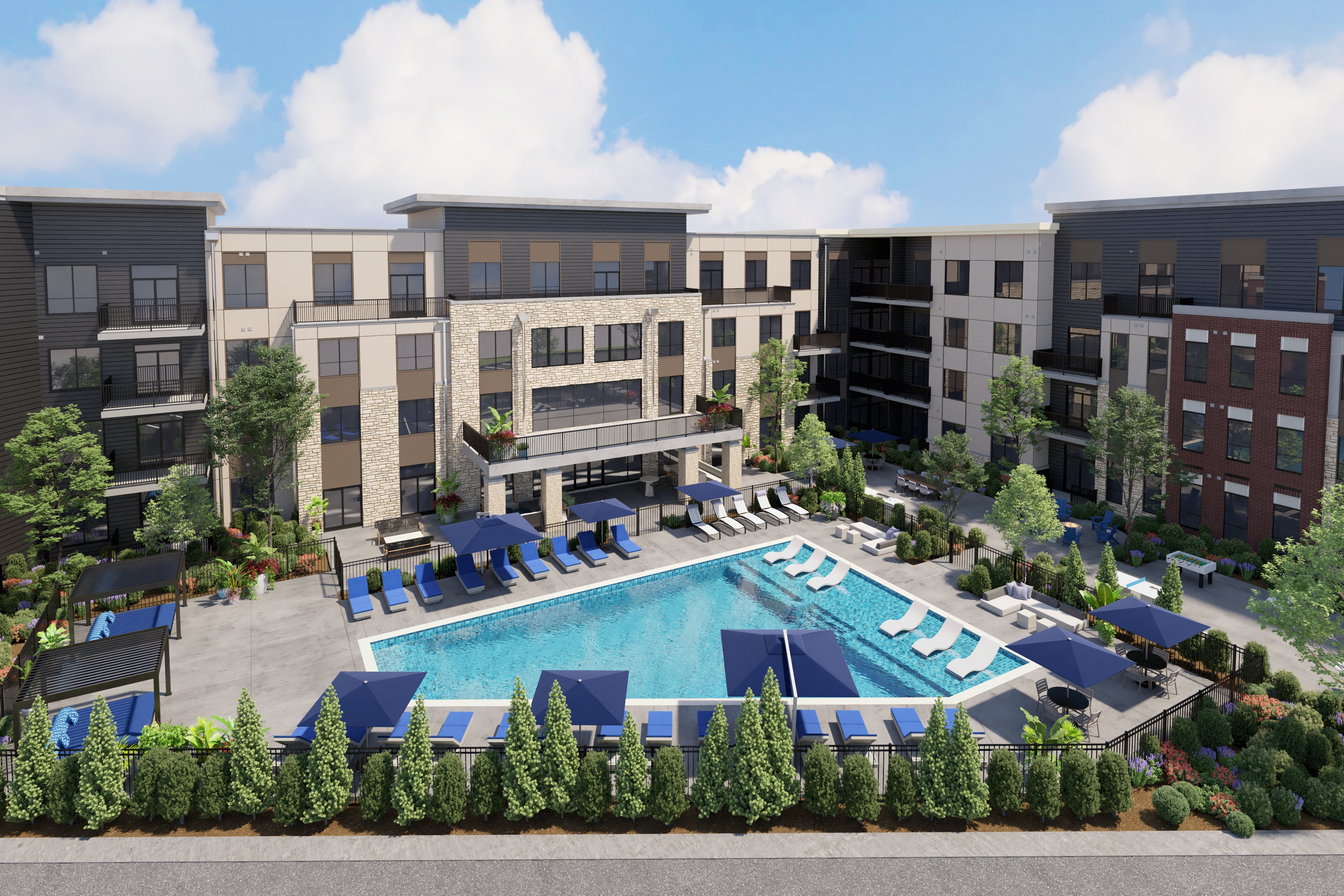 Resort-style Swimming Pool Amenity at Luxe 360 on Centerpointe Apartments in Midlothian, Virginia